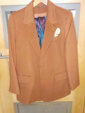 Immaculate Libra Brown Pure Wool Jacket Size 14 Female With Silk Pocket Square