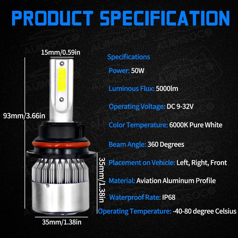 For Lincoln Town Car 1995-2002 LED Headlights High&Low beam xenon white combo - Imagem 2 de 4