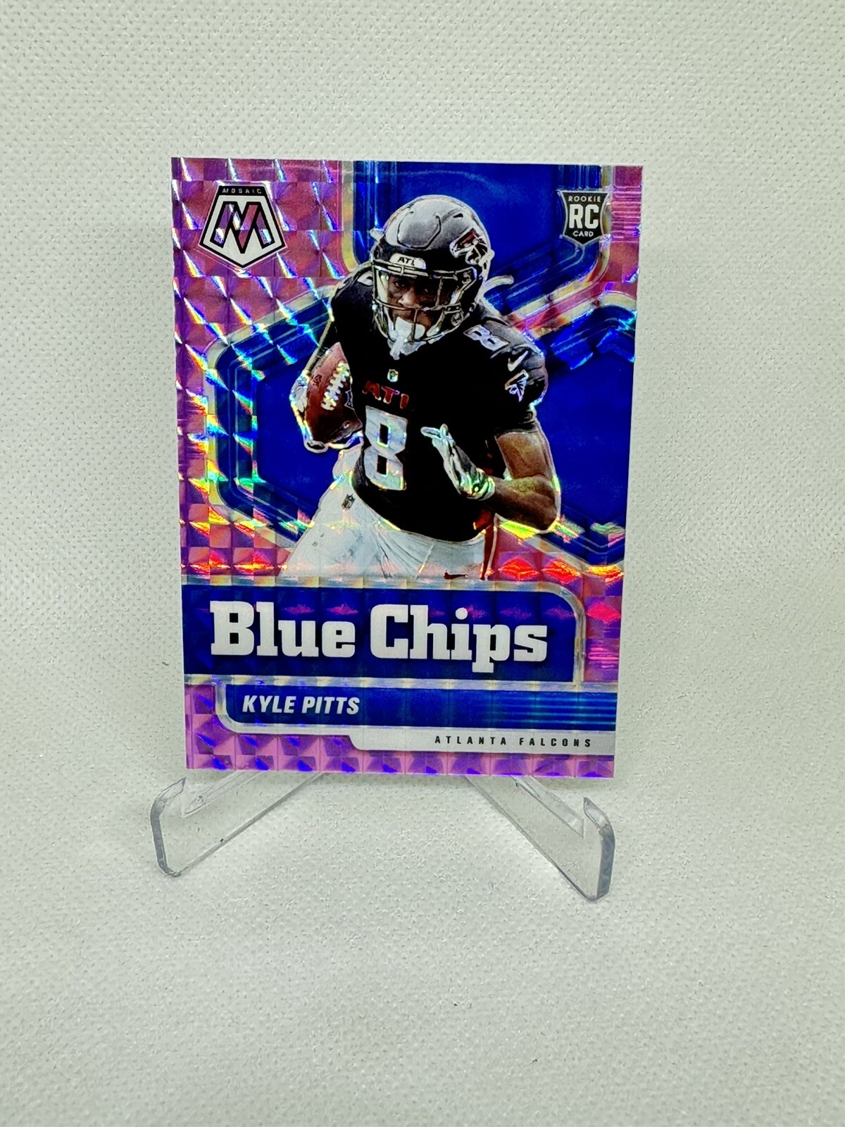 2021 Panini Mosaic Football Kyle Pitts Blue Chips Purple /49 #10 Falcons
