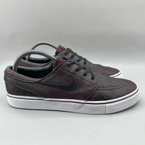 Nike Zoom Air Stefan Janoski Sneakers Men Size 9.5 Red Black Leather Skate Shoes