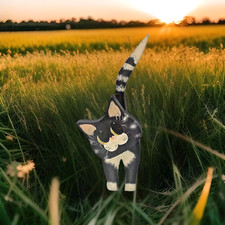 Cat Decor Small Hand Painted Wooden Cat 11.5 Inches High by 4.5 Inches Wide