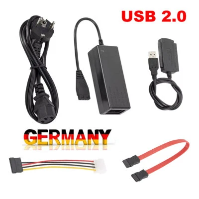 MARKENLOS IDE SATA Adapter Kabel zu USB 2,5" 3,5" Festplatte Laufwerk HDD SSD EU Stecker