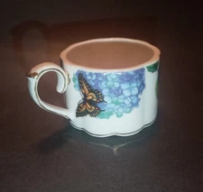 Tea For One Stackable Replacement Tea Cup with Butterfly, Hydrangeas & Gold Trim