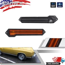For 1970-72 Chevrolet Monte Carlo Amber Lens Front Bumper Side Marker Lights Kit