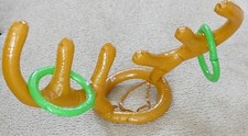 Inflatable Reindeer Antler Hat Ring Toss Holiday Party Game with 2 green rings