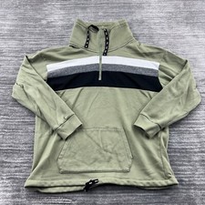 PINK Fleece Size M Womens Victorias Secret 1/4 Zip Pullover Green