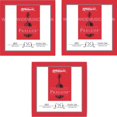 D'ADDARIO J810 Prelude Violinsaiten-Set - 4/4 Scale - mit einer Auswahl von 3 Stärken