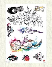 Fake Tattoo dream catcher flower bird large 8.25" temporary arm tattoo