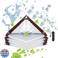 Clear Tarp Waterproof 4x8FT, Transparent Waterproof Tarp with 1 Rolls Ropes A