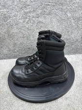 Nortiv 8 Boots Mens Size 11 Trooper Steel Toe Work Black Leather Ankle Side Zip