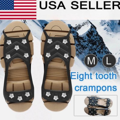 8 Teeth Ice Gripper Spike for Shoes Winter Outdoor Anti-Slip Hiking Mountain