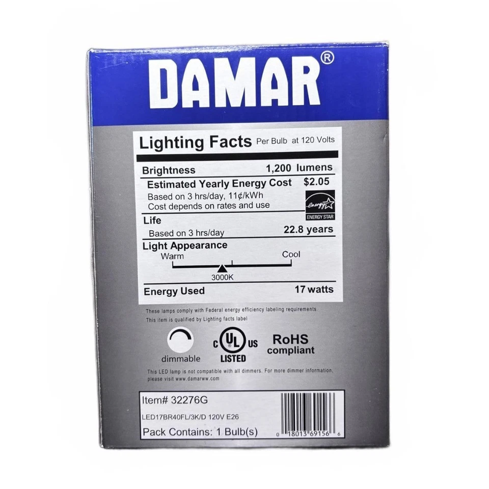 DAMAR LED17BR40FL 17W LED Light Bulb 1200 Lumens, 120V, E26 Medium Base - Image 3 of 4