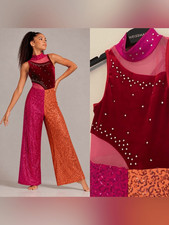 WEISSMAN Elite Dance Costume wide leg unitard Let's Groove 16752 contemporary MC