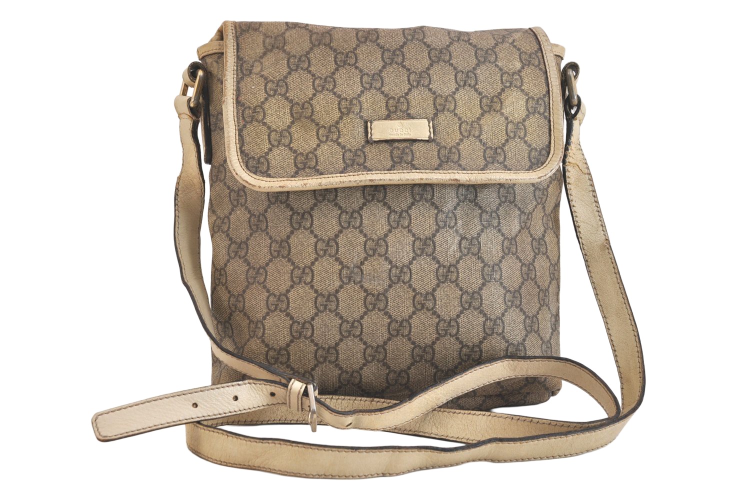 Autentica borsa Gucci tracolla tracolla tracolla borsa GG PVC pelle 223666 marrone 5683N