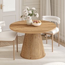 Large Round Dining Table Seats 4-6 People Natural Oak Kitchen Dinner Table 120CM