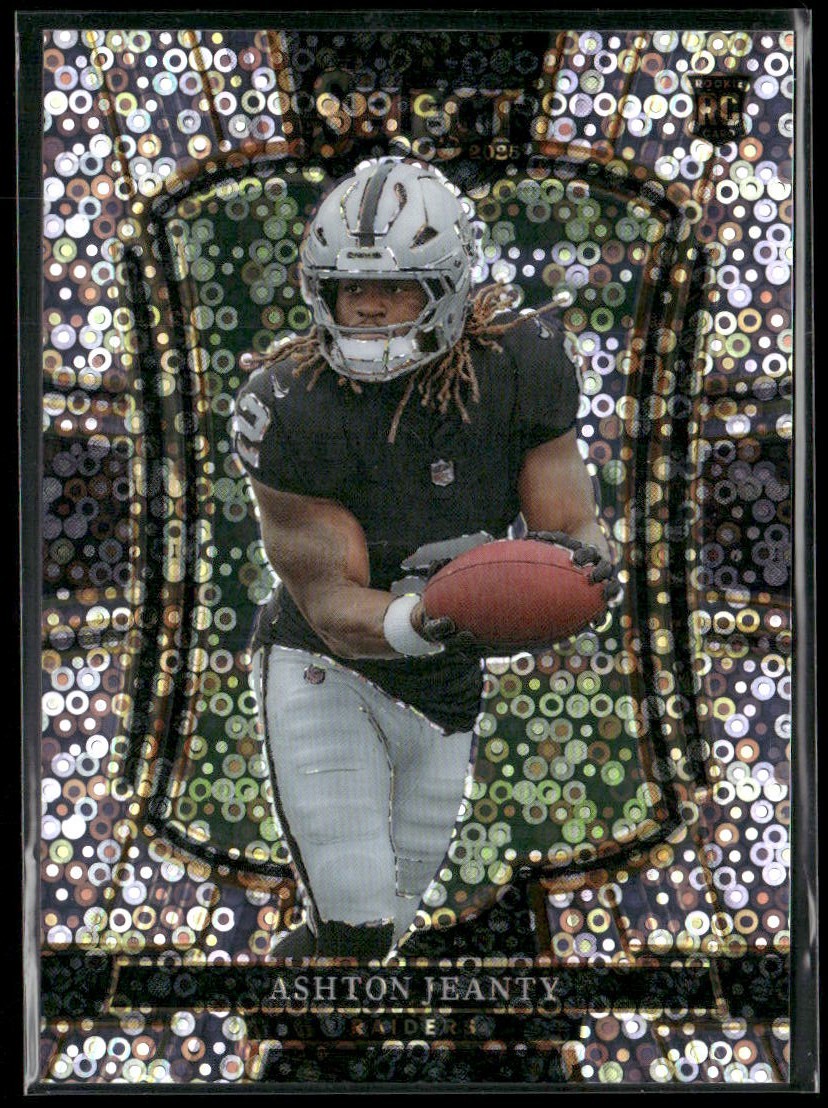 2025 Panini Select Ashton Jeanty Premier Level Disco Prizm RC #104 Raiders