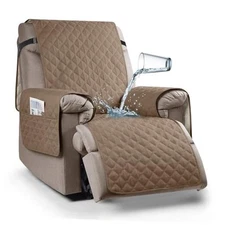  100% Waterproof Recliner Chair Cover Non-Slip Reclining Cover 23'' Light Brown