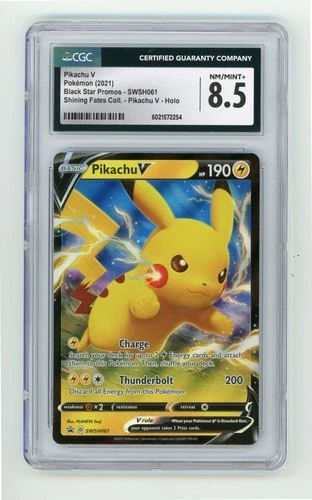 2021 Pokemon Shining Fates Black Star Promo - Pikachu V Holo - CGC 8.5