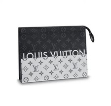 Louis Vuitton Black Silver Split Pochette Voyage MM Clutch Travel Pouch Monogram