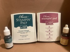 LOT Of 2 STAMPIN UP CLASSIC INK PADS REFILLS RICH RAZZLEBERRY FOREST FOLIAGE