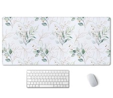 Large Mouse Pad Cute Floral Desk Mat Waterproof Eucalyptus Leaf 35.5x15.7