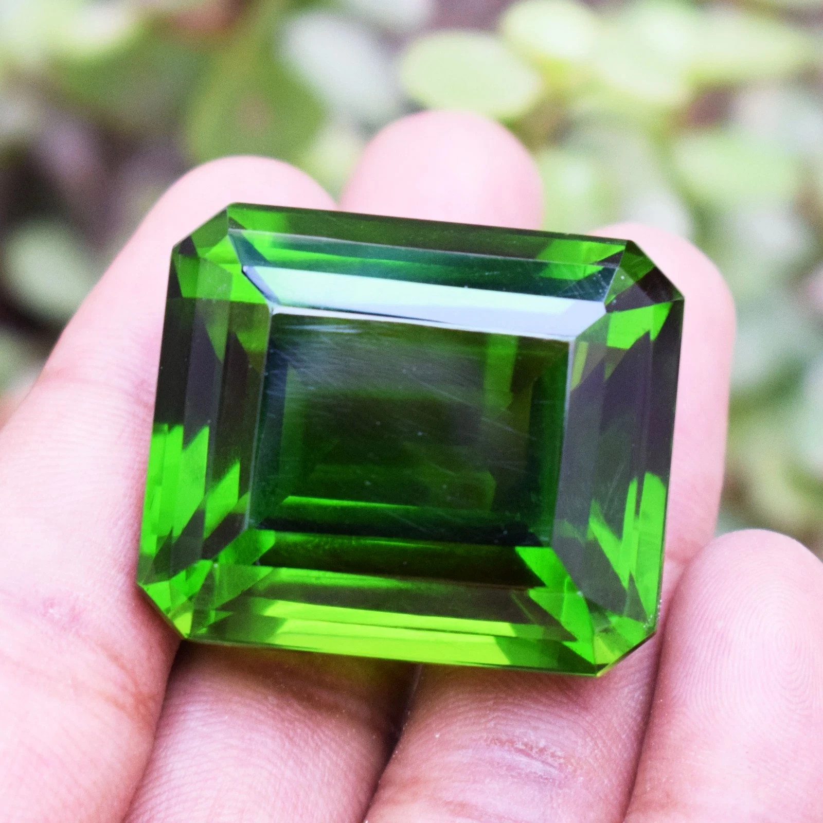 Huge 191 Ct Flawless Green Topaz Emerald Cut Certified Loose Gemstone