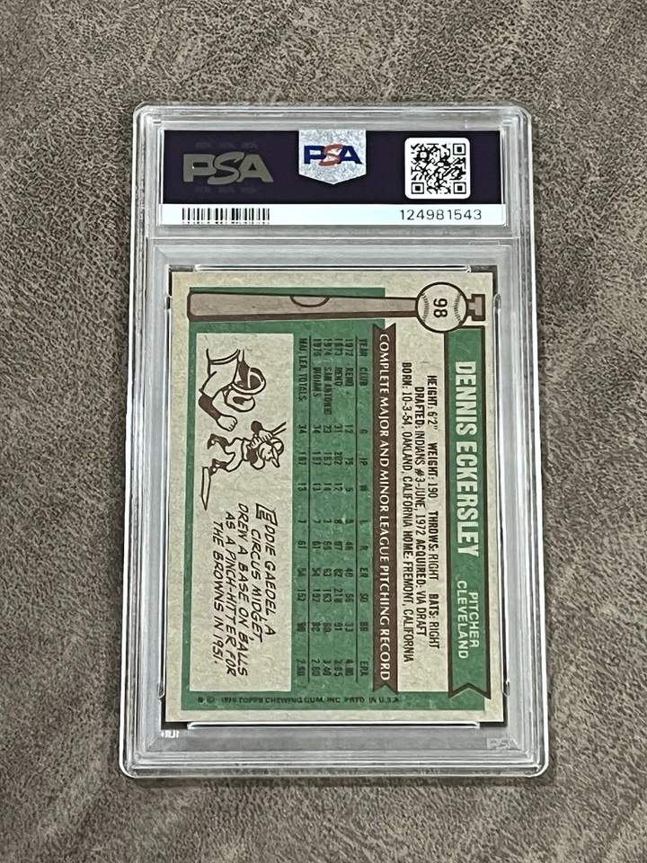 1976 Topps Dennis Eckersley No98 PSA 6 EX-MT Cleveland винтажный дебютант Зала славы RC!! - Изображение 2 из 2