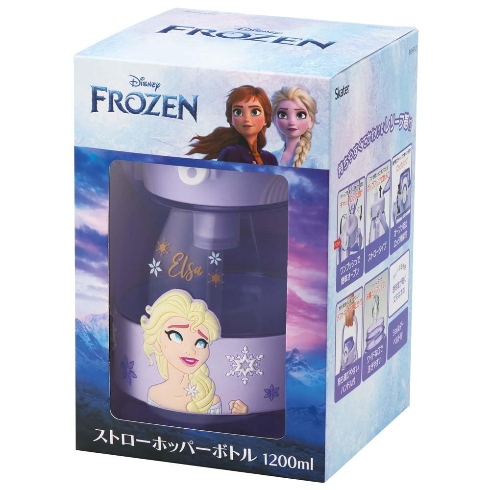 Skater Straw Hopper Bottle 1.2L Plastic Disney Elsa