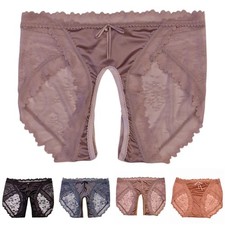 Seducente Donna Pizzo Mutandine Trasparente Lingerie IN Raso Puro Materiale