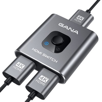 HDMI Switch 4k@60hz Splitter, GANA Aluminum Bidirectional Grey (No Cable)