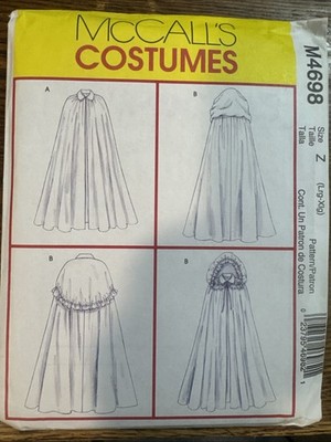 mccalls costumes sewing pattern # M4698 Misses Capes Size L-XL. Long