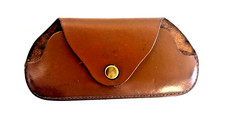 Vintage Leather Glass Case Brown Leather Brass Snap 1966 Bifocals 5 in.
