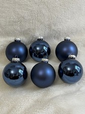 6 Blue Shiny  Matte Balls Christmas Ornaments