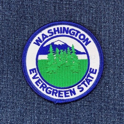 Washington Evergreen State Patch - Embroidered Mount Rainier Badge 3'' (Iron On)