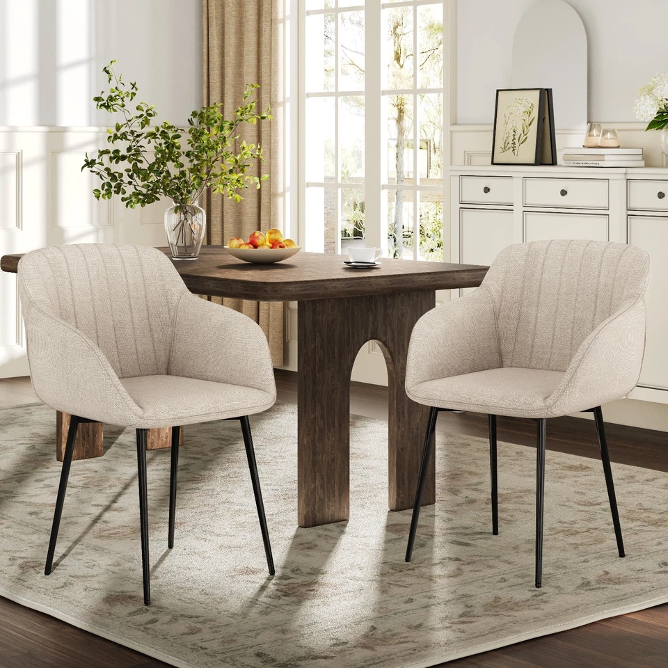 Goeurvant Esszimmerstühle 2er set küchenstühle Polsterstuhl Stühle Beige