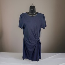 Boden Jersey Dress Women’s Knot Front Wrap Cotton Blend Navy Midi 10R