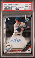 2019 Bowman Draft Michael Busch Chrome Auto 1st Prospect #CDA-MB Dodgers PSA 10