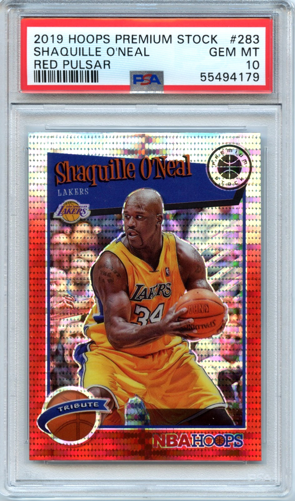 2019 Hoops Premium Stock Red Pulsar Shaquille O'Neal #283 PSA 10 Pop 5