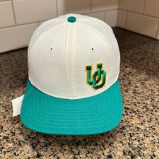 Vtg Oregon Ducks New Era Snapback Hat White Wool Made in USA Deadstock New
