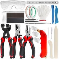 Glass Cutters Tools 33PCS Stained Glass Kit,Running Pliers Breaking Pliers Oi...