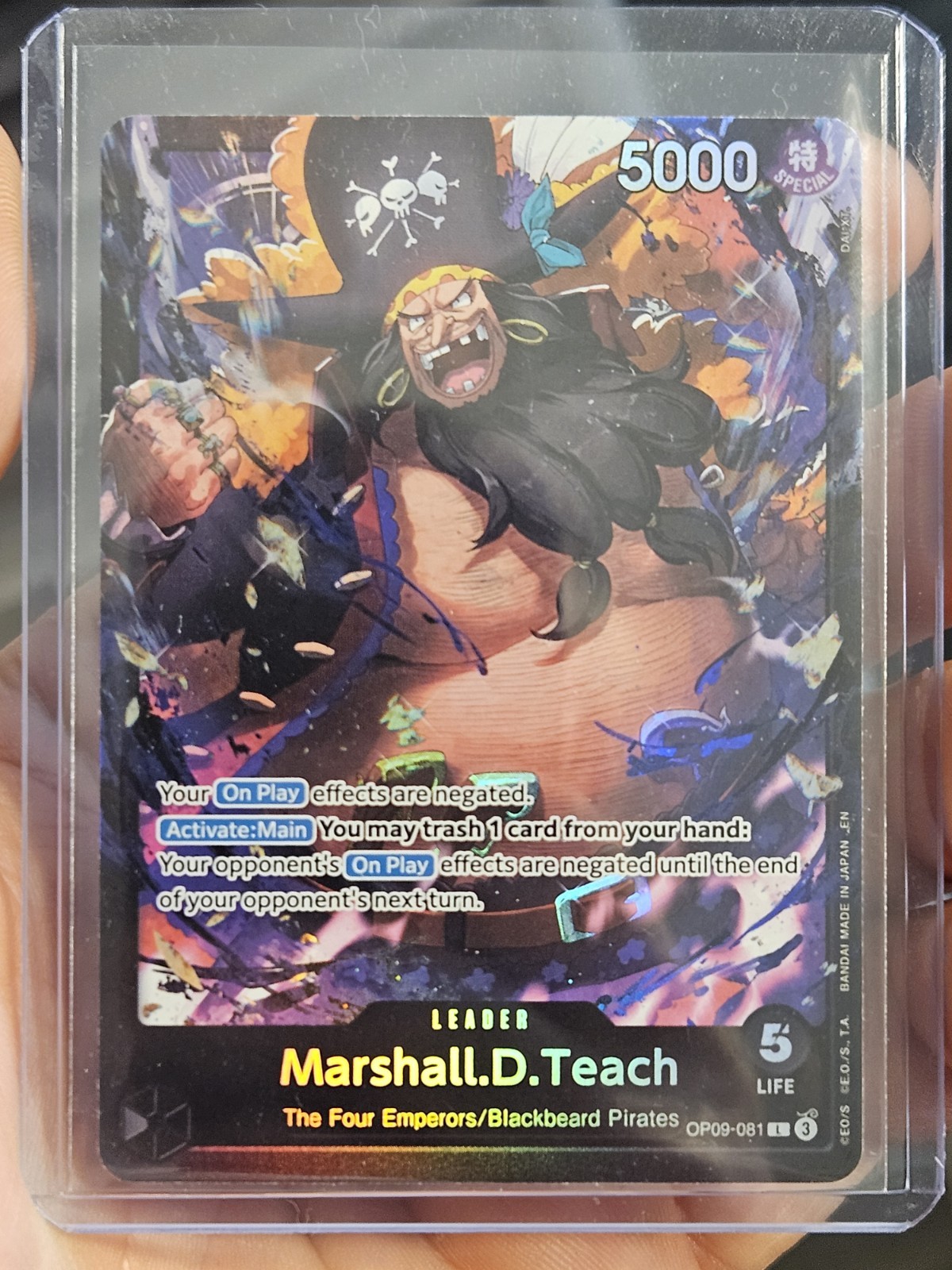 • Marshall.D.Teach • OP09-081 SR SD27 Black Leader Holo Foil One Piece TCG NM