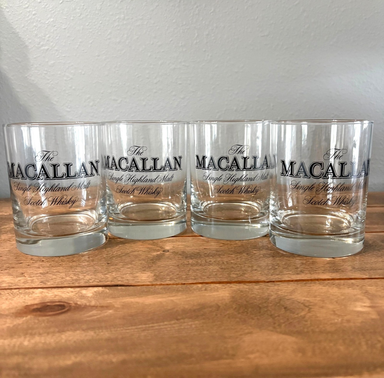 Macallan Single Highland Malt Scotch Whisky Glass Set of 4 Rocks Lowball Glasses-image