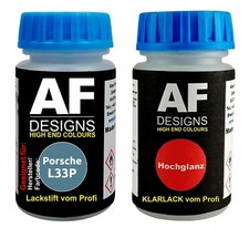 Lackstift für  Porsche L33P Irisblau Metallic + Klarlack je 50ml Autolack Basisl