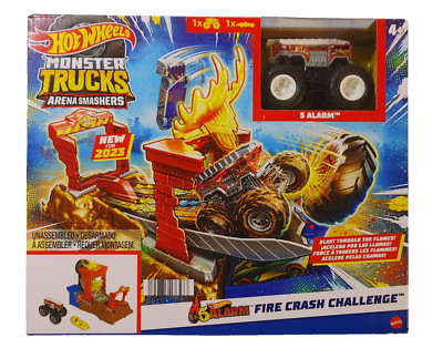 Hot Wheels Monster Trucks Arena Smashers 5 Alarm Fire Crash Challenge Track Toy