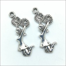 50pcs cheerleader girl Antique Silver Charms Pendants Jewelry Making DIY 28 10mm