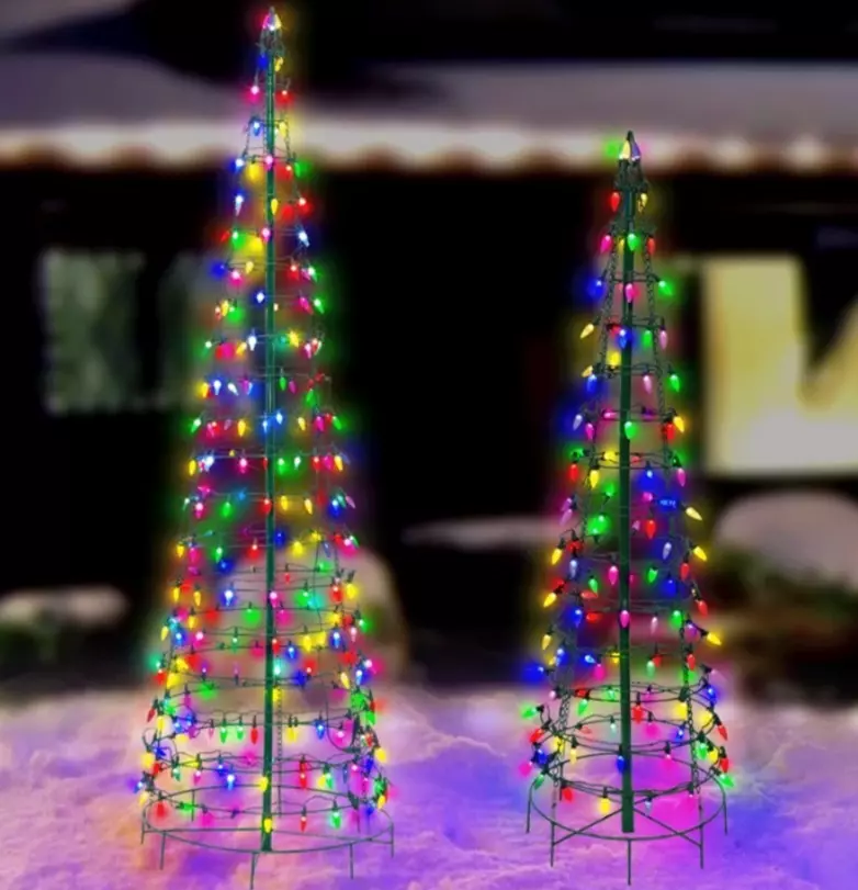 Wire Cone Tree Outdoor With Multi Twinkling C5 LED Christmas Decoration