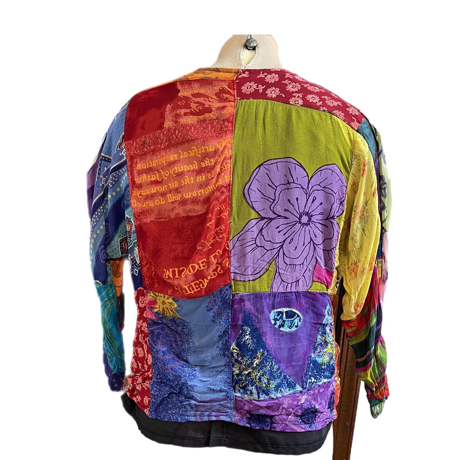 Sacred Threads Floral Multicolor Patchwork Button… - image 3