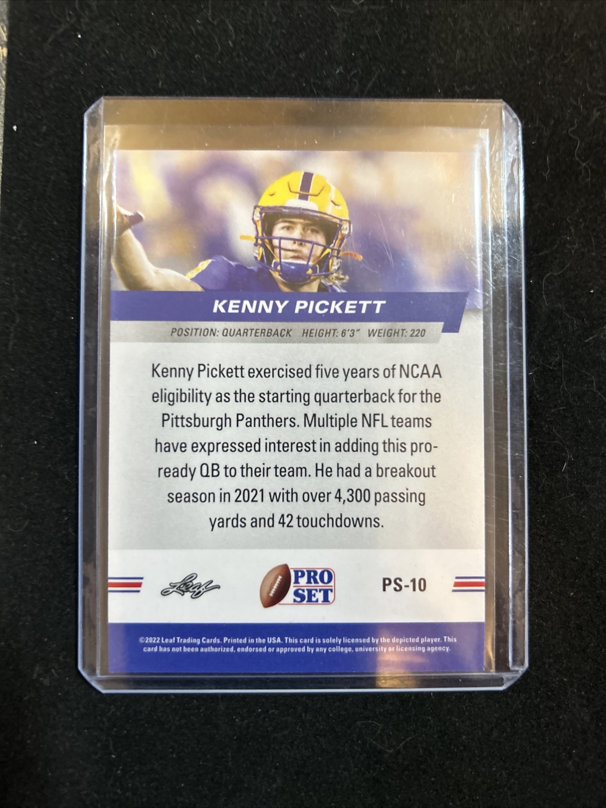 Kenny Pickett 2022 Leaf Pro Set XRC Rookie Card Red Parallel PS10