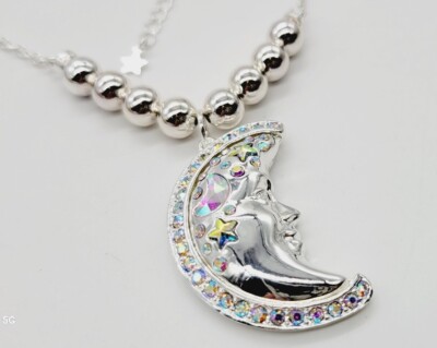 Kirks Folly Necklace Moon ( Diamond Dream ) Silver tone