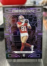 2023 Panini Obsidian Football Purple Etch  Cameron Latu Rookie #d /75 - 49ers